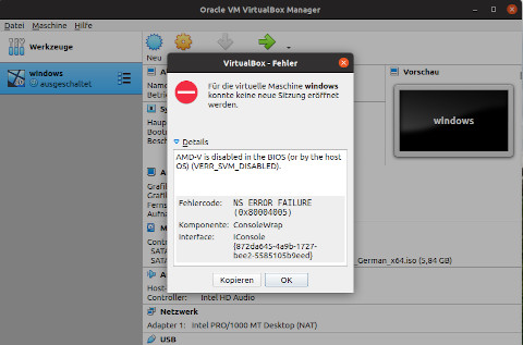 AMD-V is disabled in the BIOS