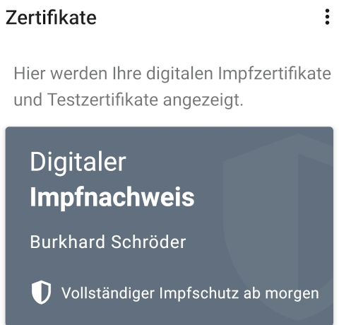 digitales impfzertifikat