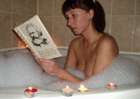 woman reading marx
